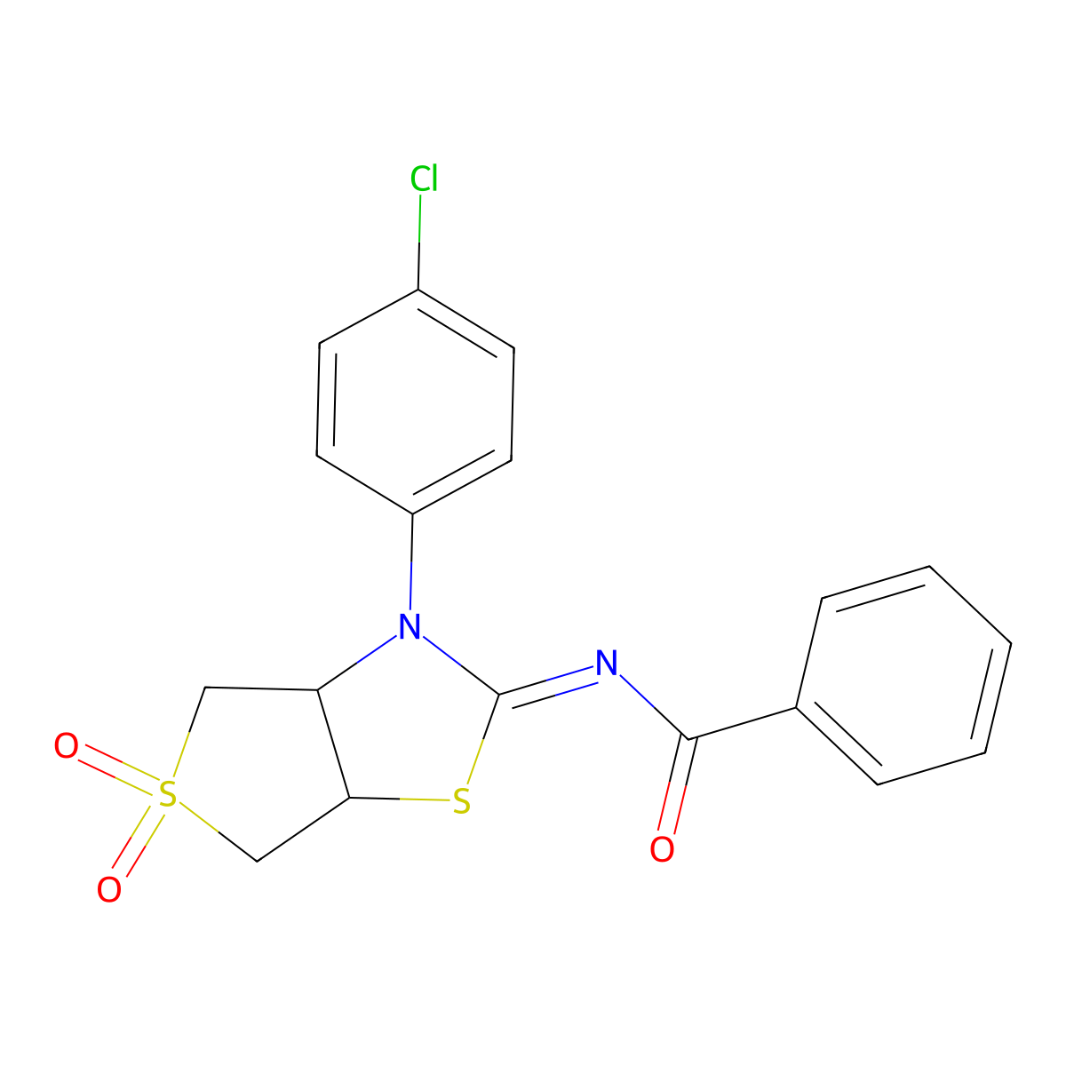 (Z)-N-(3-(4-chlorophenyl)-5,5-dioxidotetrahydrothieno[3,4-d]thiazol-2(3H)-ylidene)benzamide molecular structure, CAS 620543-67-1