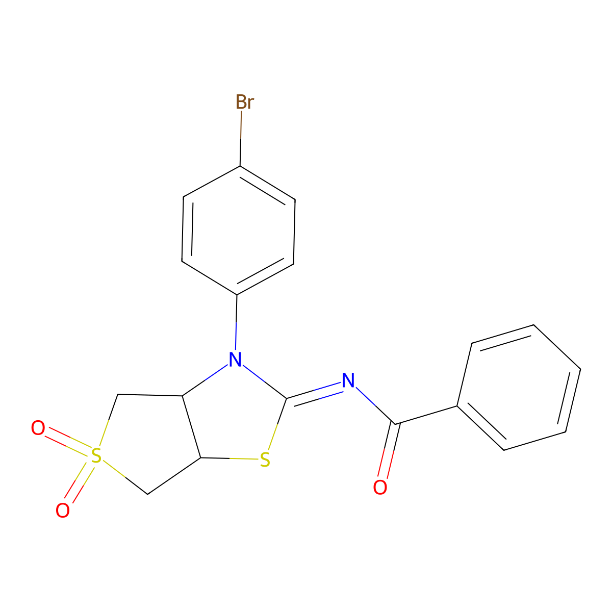 (Z)-N-(3-(4-bromophenyl)-5,5-dioxidotetrahydrothieno[3,4-d]thiazol-2(3H)-ylidene)benzamide molecular structure, CAS 620543-72-8