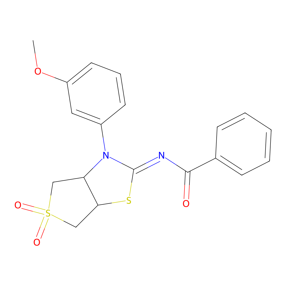 (Z)-N-(3-(3-methoxyphenyl)-5,5-dioxidotetrahydrothieno[3,4-d]thiazol-2(3H)-ylidene)benzamide molecular structure, CAS 620543-73-9