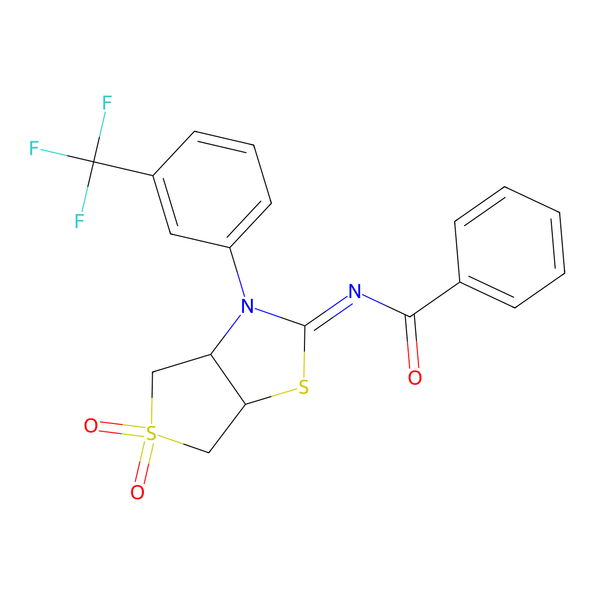 (Z)-N-(5,5-dioxido-3-(3-(trifluoromethyl)phenyl)tetrahydrothieno[3,4-d]thiazol-2(3H)-ylidene)benzamide molecular structure, CAS 620543-74-0