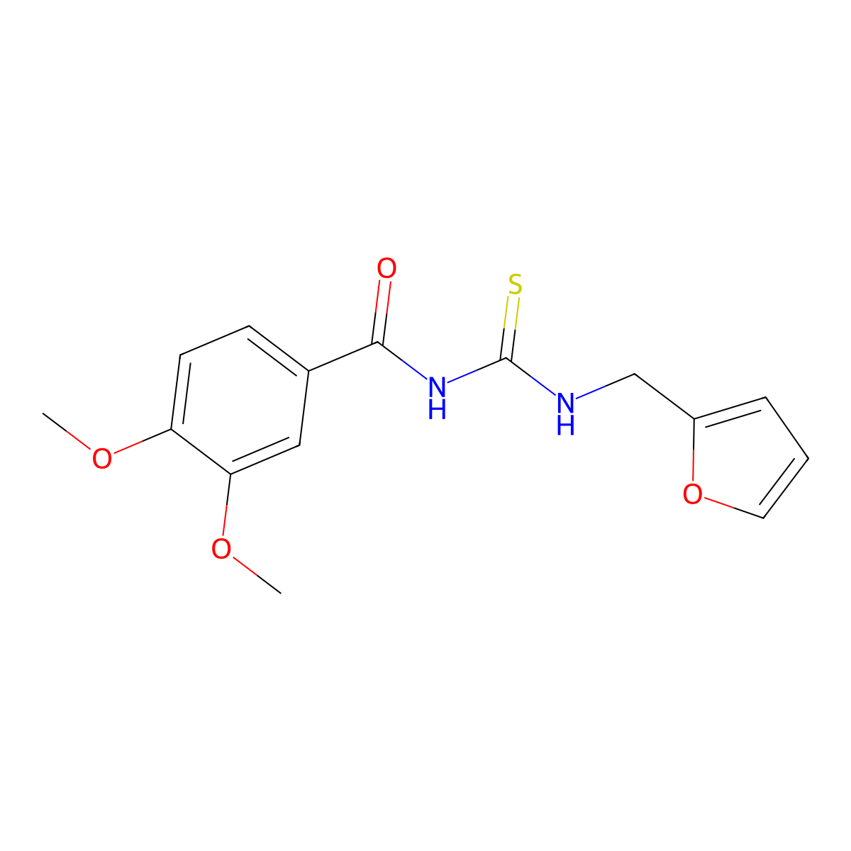 N-(furan-2-ylmethylcarbamothioyl)-3,4-dimethoxybenzamide molecular structure, CAS 620543-76-2