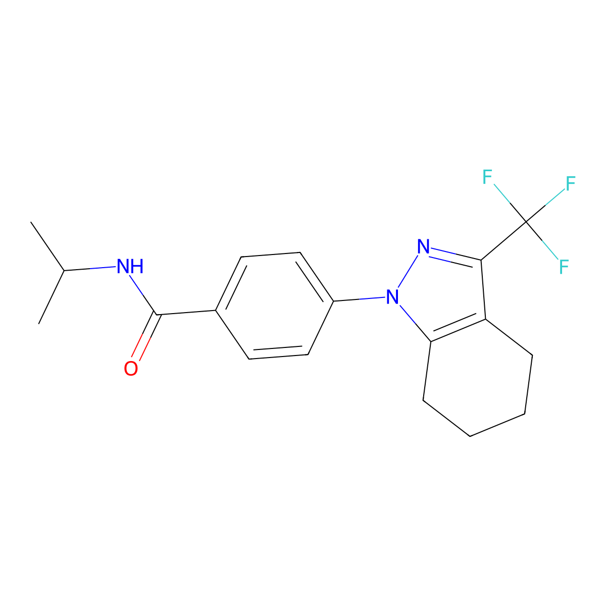 N-Isopropyl-4-(3-trifluoromethyl-4,5,6,7-tetrahydro-indazol-1-yl)-benzamide molecular structure, CAS 620543-82-0