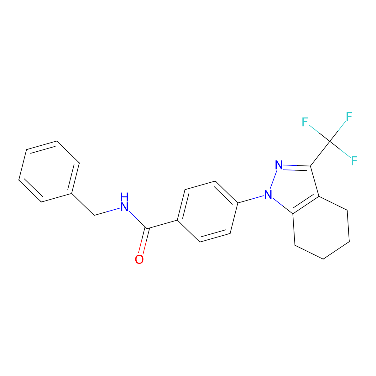 N-benzyl-4-[3-(trifluoromethyl)-4,5,6,7-tetrahydroindazol-1-yl]benzamide molecular structure, CAS 620543-83-1