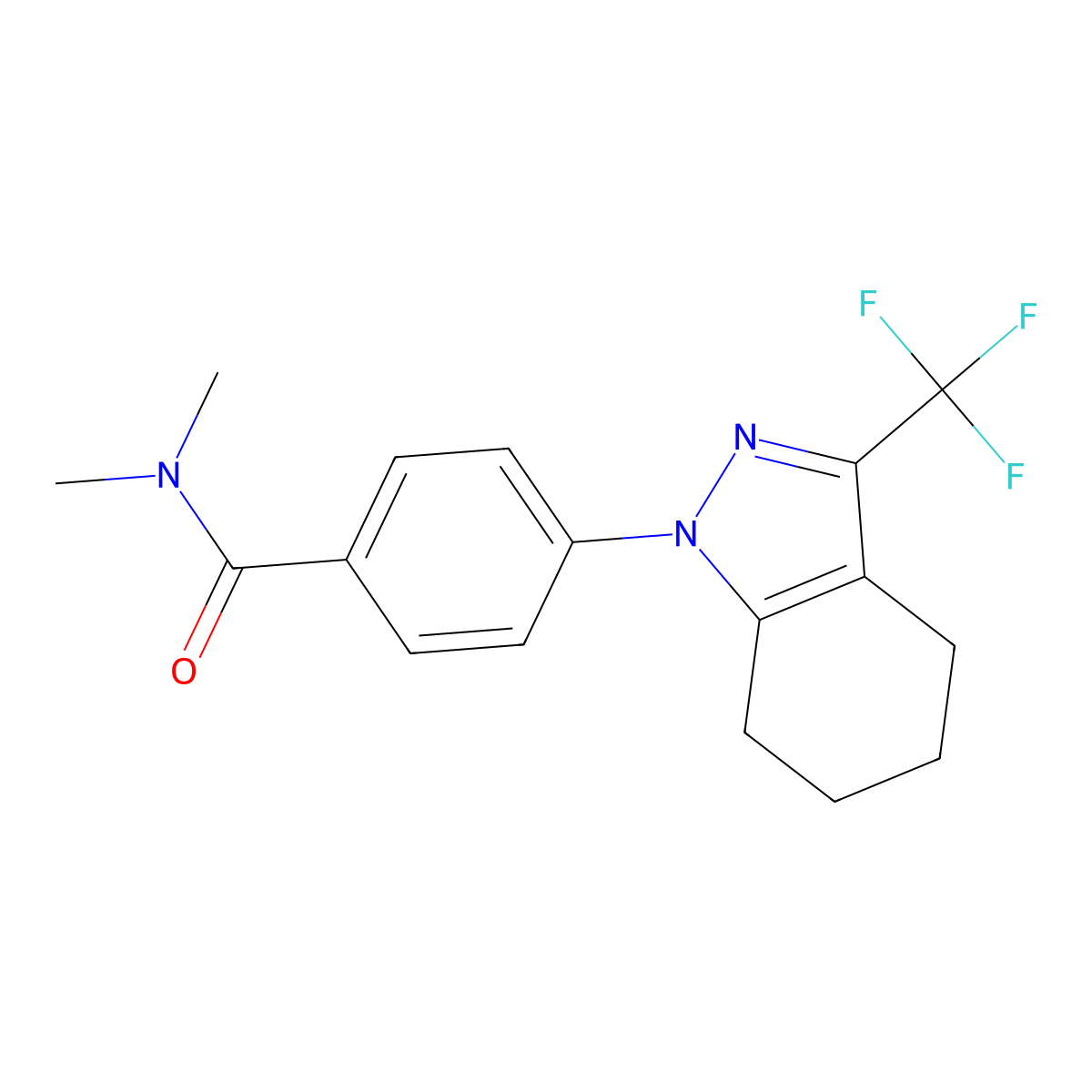 N,N-dimethyl-4-[3-(trifluoromethyl)-4,5,6,7-tetrahydro-1H-indazol-1-yl]benzamide molecular structure, CAS 620543-85-3