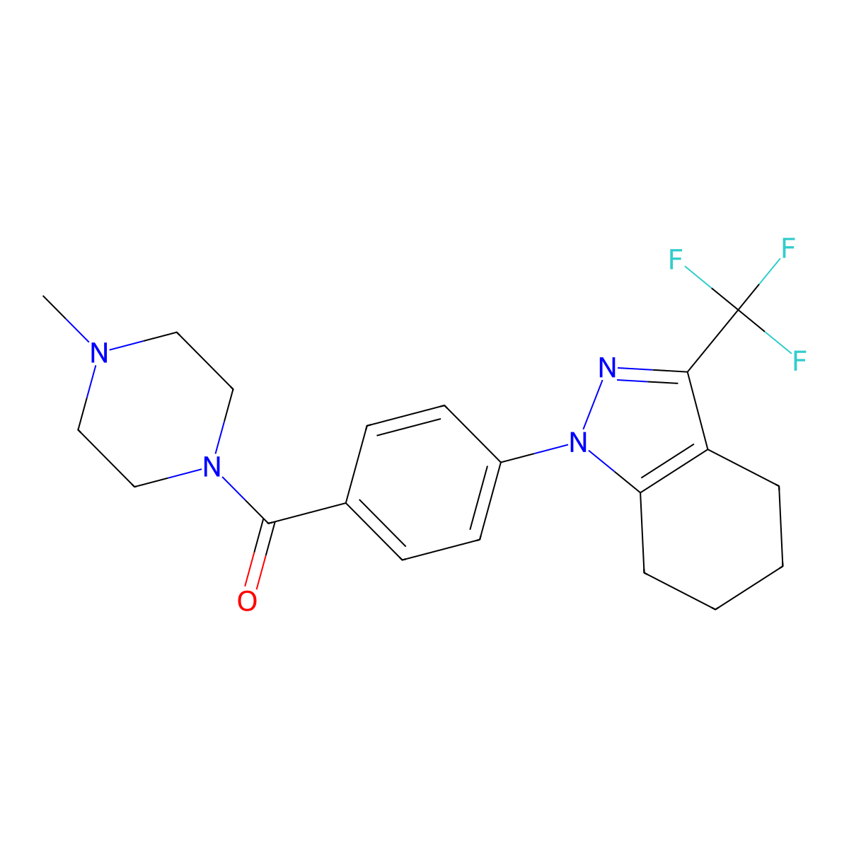 (4-methylpiperazin-1-yl){4-[3-(trifluoromethyl)-4,5,6,7-tetrahydro-1H-indazol-1-yl]phenyl}methanone molecular structure, CAS 620543-86-4