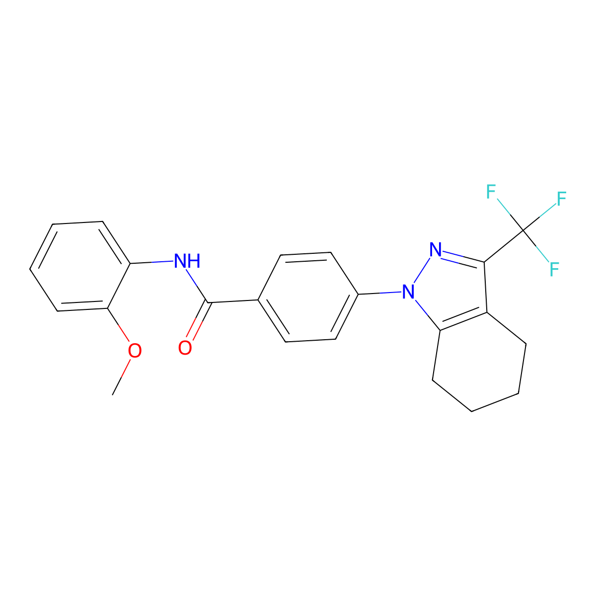 N-(2-methoxyphenyl)-4-[3-(trifluoromethyl)-4,5,6,7-tetrahydro-1H-indazol-1-yl]benzamide molecular structure, CAS 620544-05-0