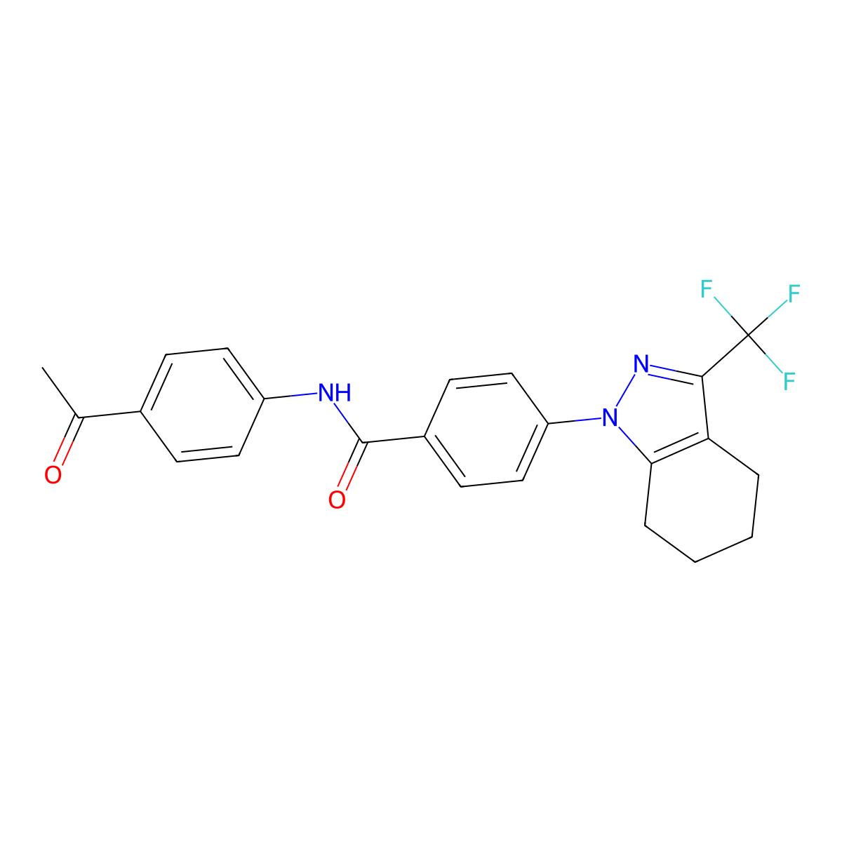 N-(4-acetylphenyl)-4-[3-(trifluoromethyl)-4,5,6,7-tetrahydroindazol-1-yl]benzamide molecular structure, CAS 620544-20-9