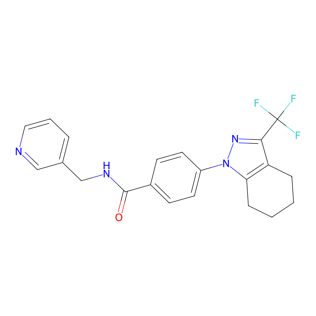 N-(pyridin-3-ylmethyl)-4-[3-(trifluoromethyl)-4,5,6,7-tetrahydroindazol-1-yl]benzamide molecular structure, CAS 620544-33-4