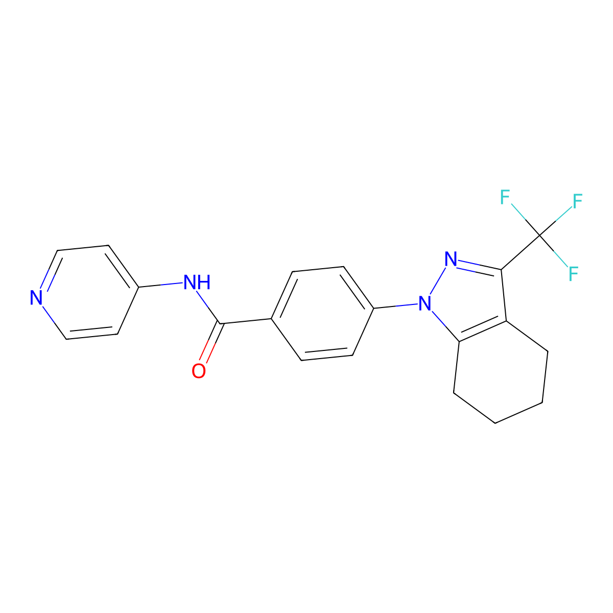 N-(4-pyridyl){4-[3-(trifluoromethyl)(1H-4,5,6,7-tetrahydroindazolyl)]phenyl}ca rboxamide molecular structure, CAS 620544-35-6