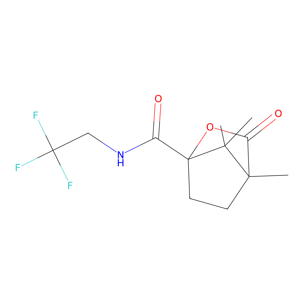 4,7,7-trimethyl-3-oxo-N-(2,2,2-trifluoroethyl)-2-oxabicyclo[2.2.1]heptane-1-carboxamide molecular structure, CAS 620544-52-7