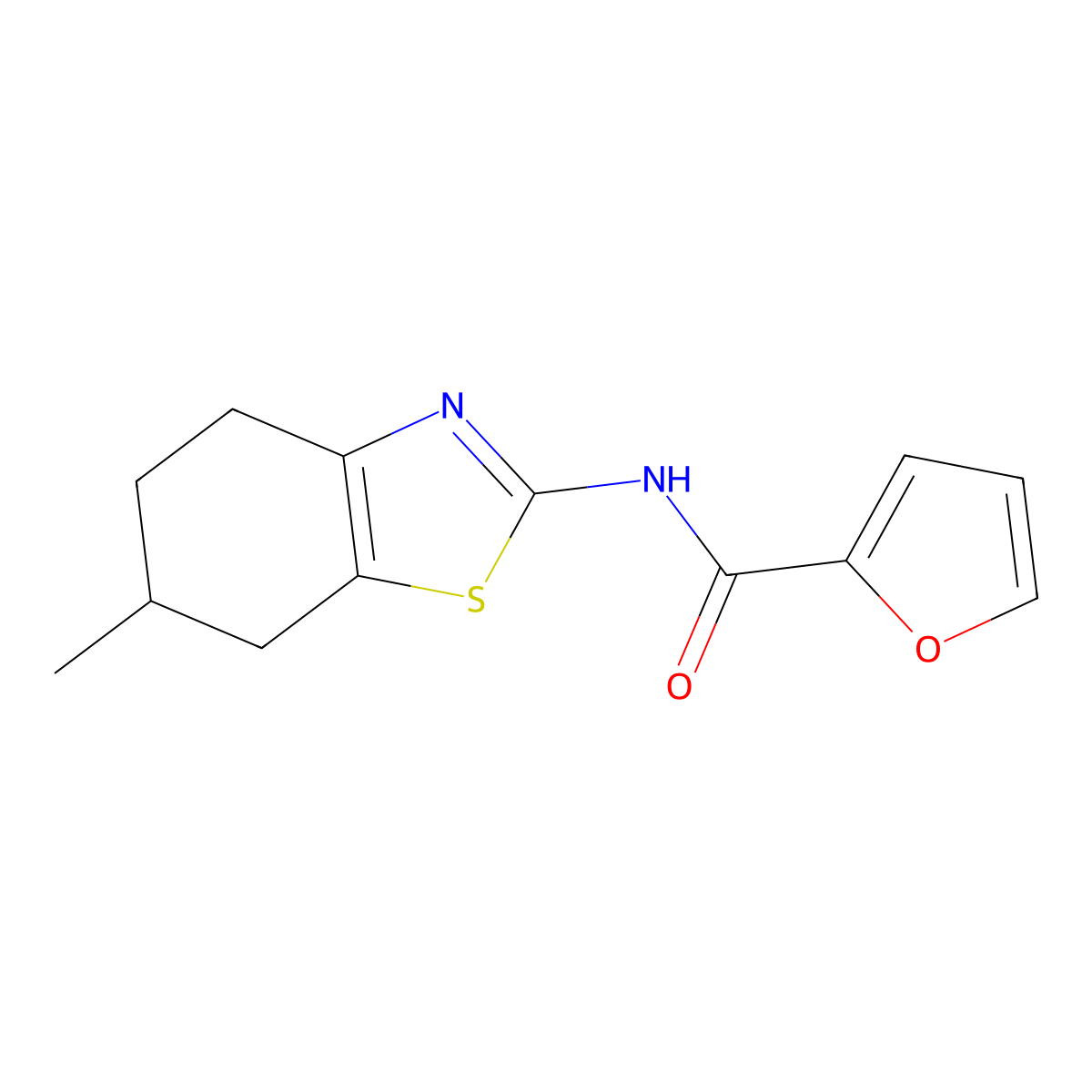 N-(6-methyl-4,5,6,7-tetrahydro-1,3-benzothiazol-2-yl)furan-2-carboxamide molecular structure, CAS 620544-69-6