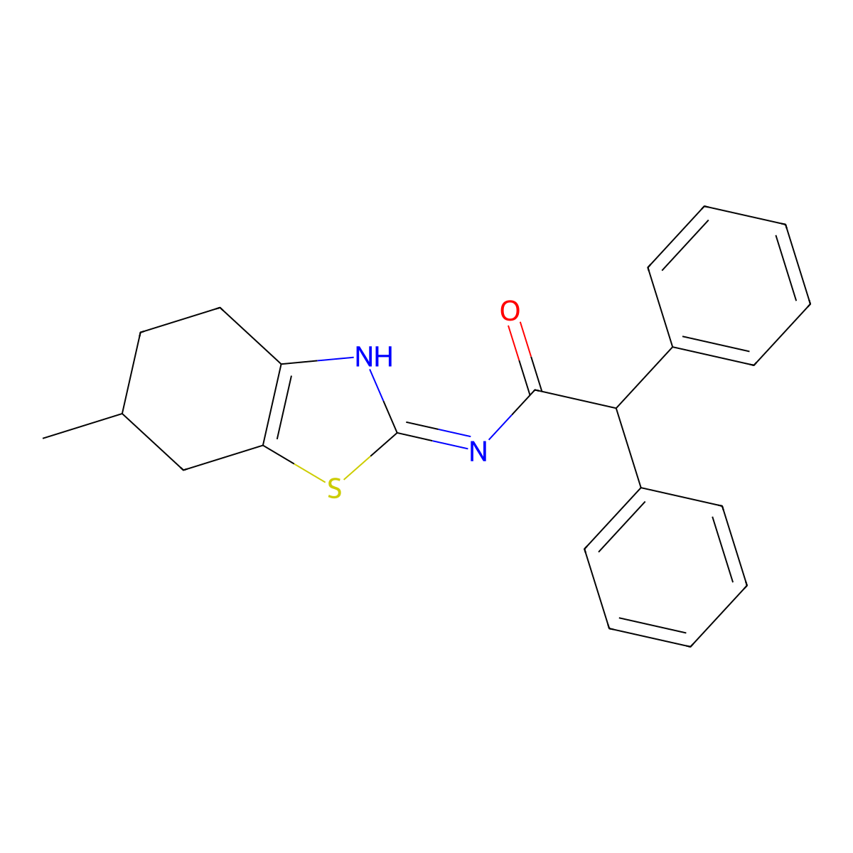 N-(6-methyl-4,5,6,7-tetrahydro-1,3-benzothiazol-2-yl)-2,2-diphenylacetamide molecular structure, CAS 620544-70-9