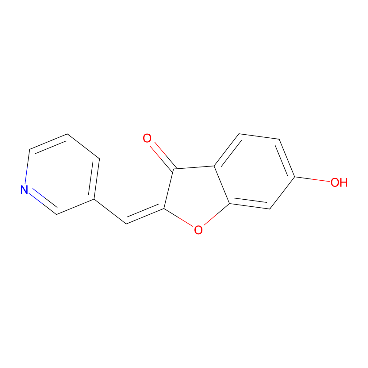(2E)-6-hydroxy-2-(pyridin-3-ylmethylene)-1-benzofuran-3(2H)-one molecular structure, CAS 620545-84-8
