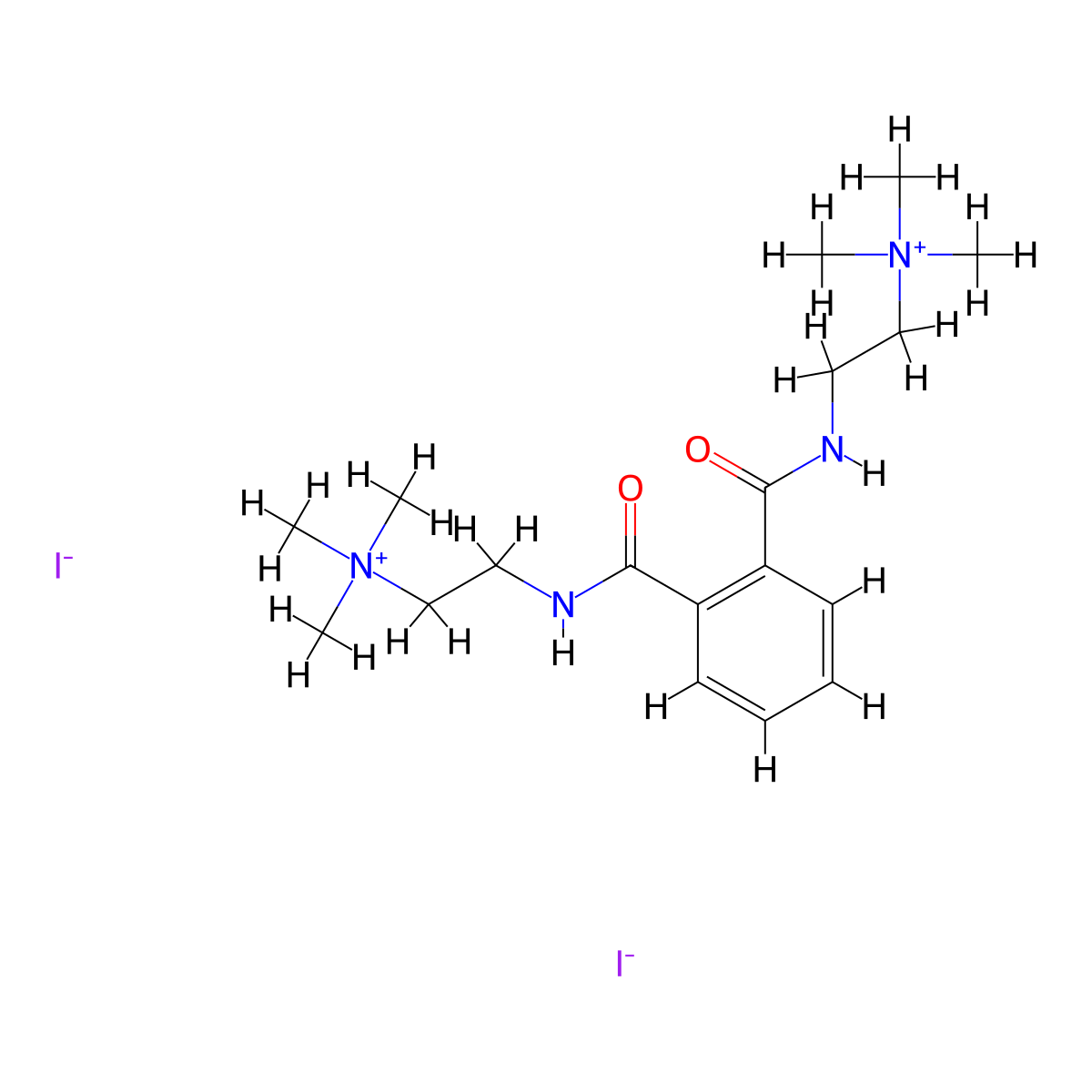 Ammonium, isophthaloylbis(iminoethylene)bis(trimethyl-, diiodide molecular structure, CAS 62055-10-1