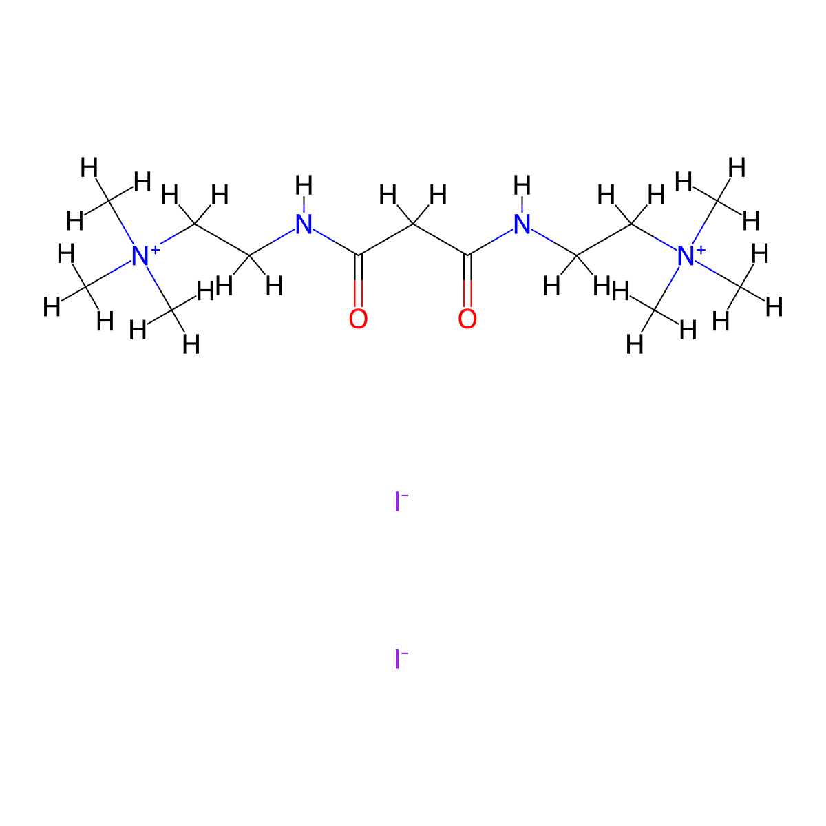 Ammonium, malonylbis(iminoethylene)bis(trimethyl-, diiodide molecular structure, CAS 62055-14-5