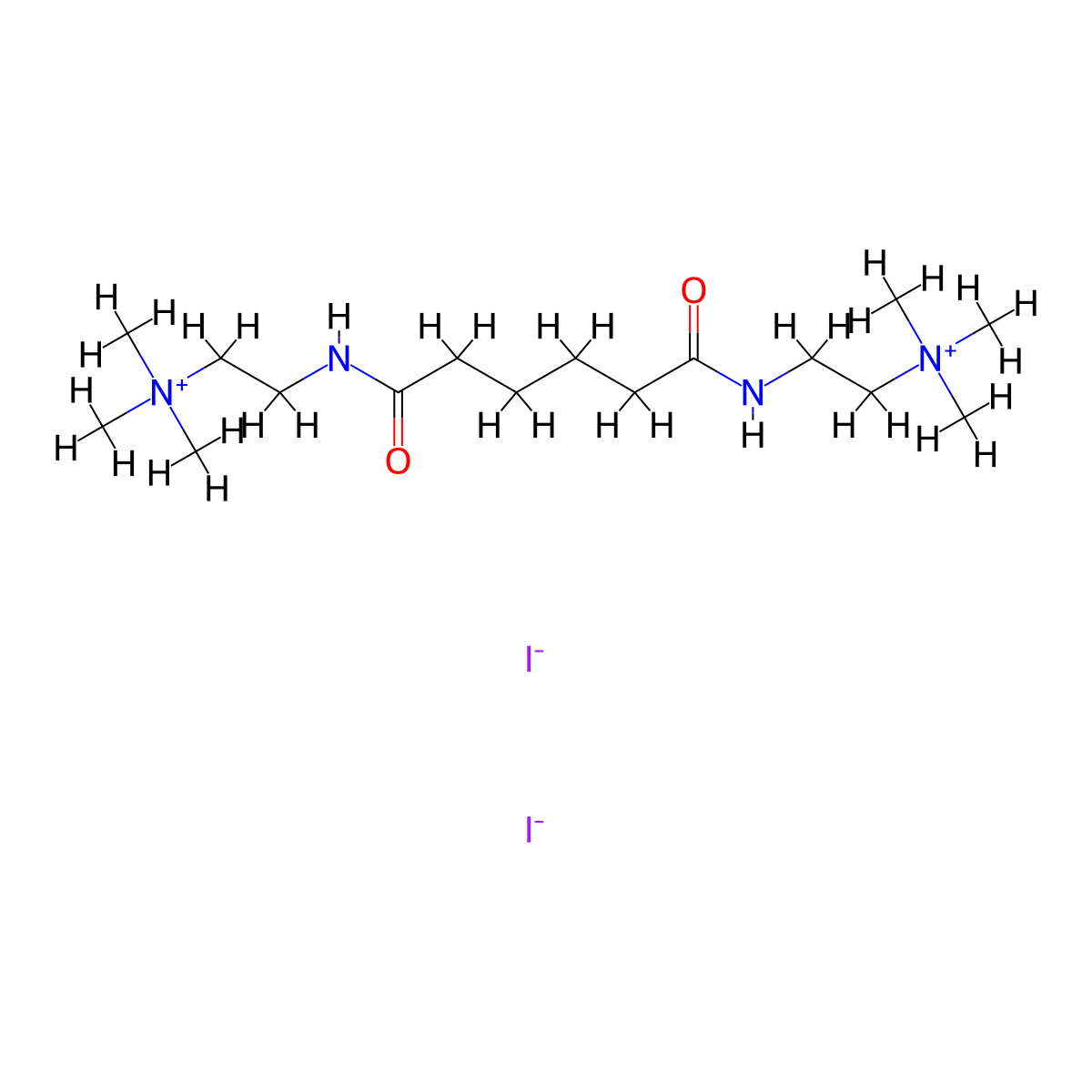 Ammonium, adipoylbis(iminoethylene)bis(trimethyl-, diiodide molecular structure, CAS 62055-16-7
