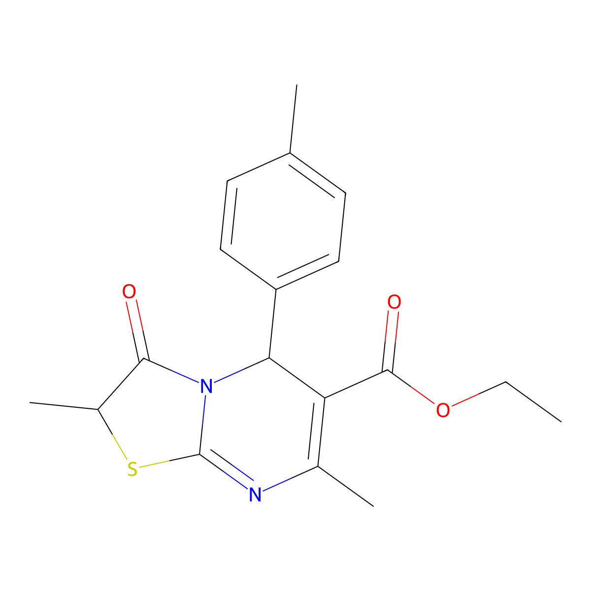 ethyl 2,7-dimethyl-5-(4-methylphenyl)-3-oxo-2,3-dihydro-5H-[1,3]thiazolo[3,2-a]pyrimidine-6-carboxylate molecular structure, CAS 620551-22-6