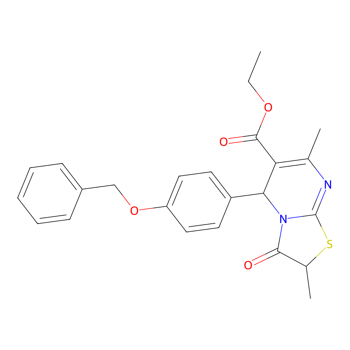ethyl 5-[4-(benzyloxy)phenyl]-2,7-dimethyl-3-oxo-2,3-dihydro-5H-[1,3]thiazolo[3,2-a]pyrimidine-6-carboxylate molecular structure, CAS 620551-27-1