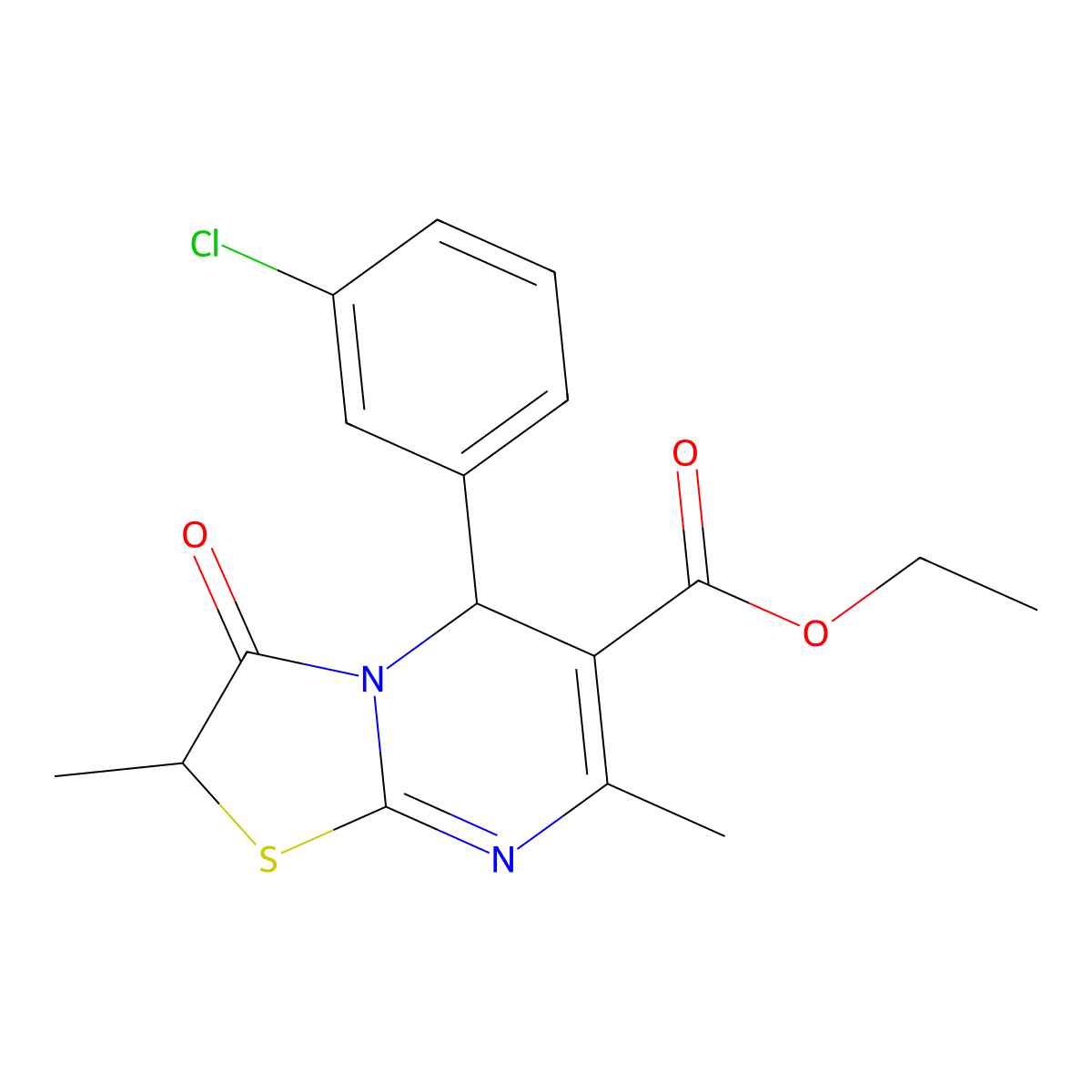 ethyl 5-(3-chlorophenyl)-2,7-dimethyl-3-oxo-2,3-dihydro-5H-[1,3]thiazolo[3,2-a]pyrimidine-6-carboxylate molecular structure, CAS 620551-28-2