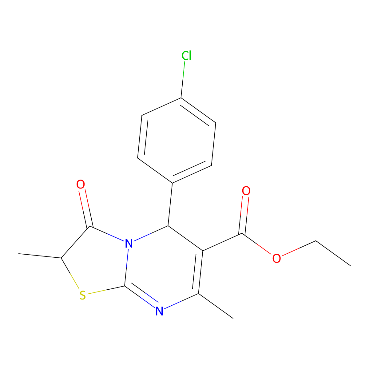 ethyl 5-(4-chlorophenyl)-2,7-dimethyl-3-oxo-2,3-dihydro-5H-[1,3]thiazolo[3,2-a]pyrimidine-6-carboxylate molecular structure, CAS 620551-29-3