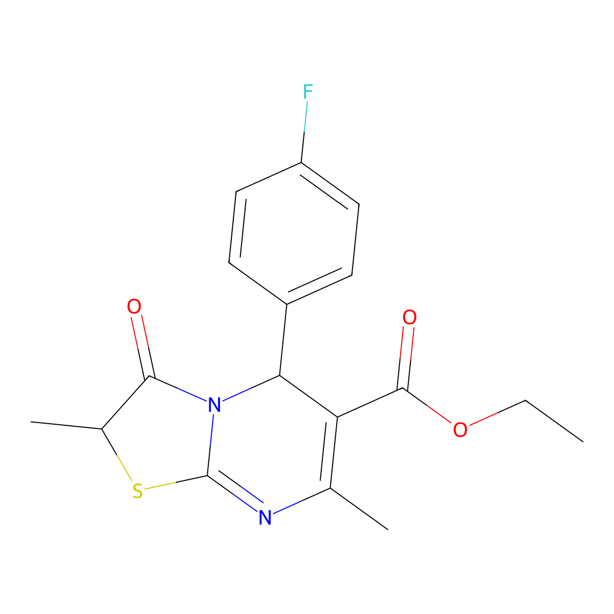5-(4-Fluoro-phenyl)-2,7-dimethyl-3-oxo-2,3-dihydro-5H-thiazolo[3,2-a]pyrimidine- molecular structure, CAS 620551-31-7