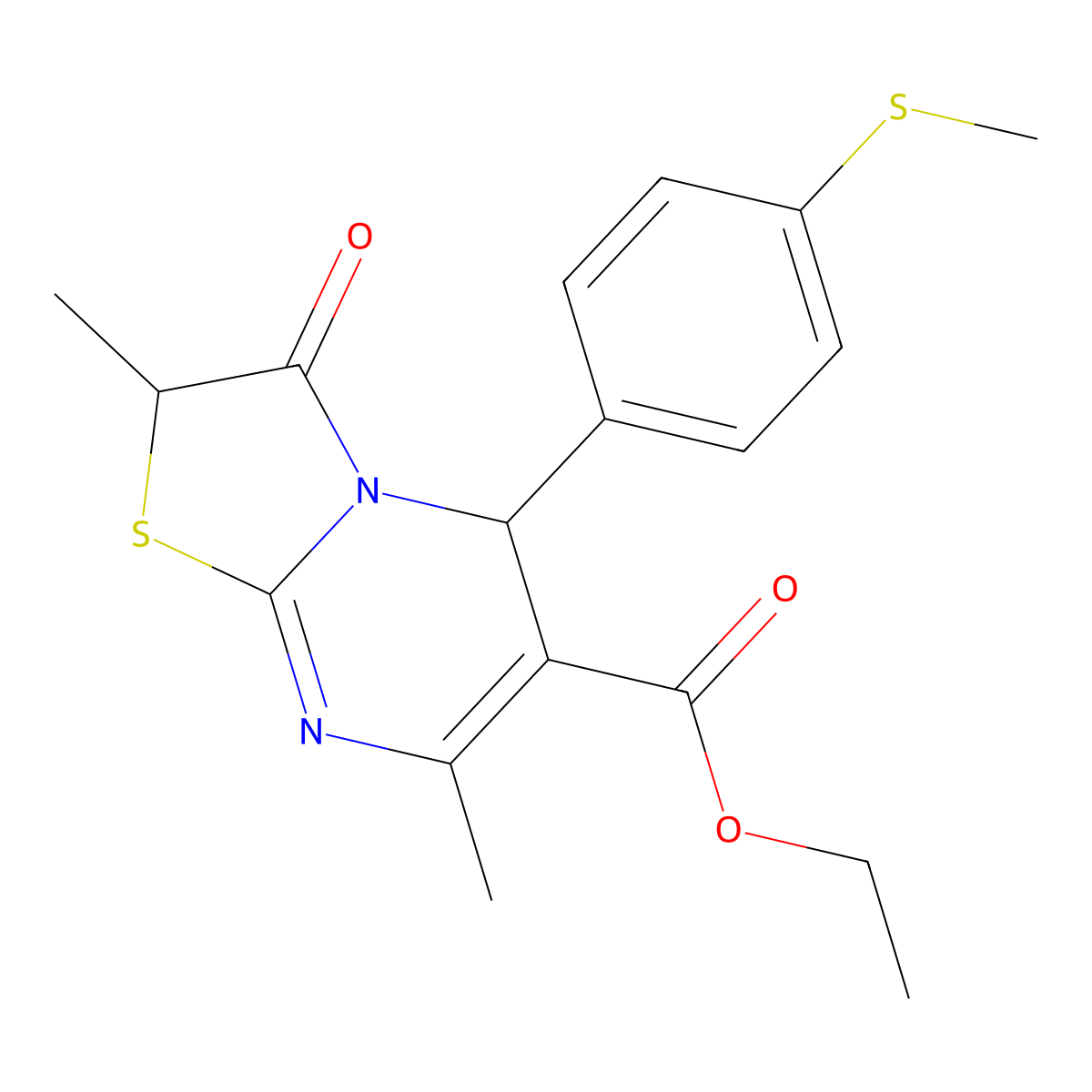 ethyl 2,7-dimethyl-5-(4-methylsulfanylphenyl)-3-oxo-5H-[1,3]thiazolo[3,2-a]pyrimidine-6-carboxylate molecular structure, CAS 620551-48-6
