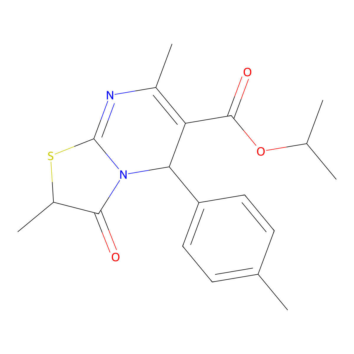 isopropyl 2,7-dimethyl-3-oxo-5-(p-tolyl)-3,5-dihydro-2H-thiazolo[3,2-a]pyrimidine-6-carboxylate molecular structure, CAS 620551-53-3