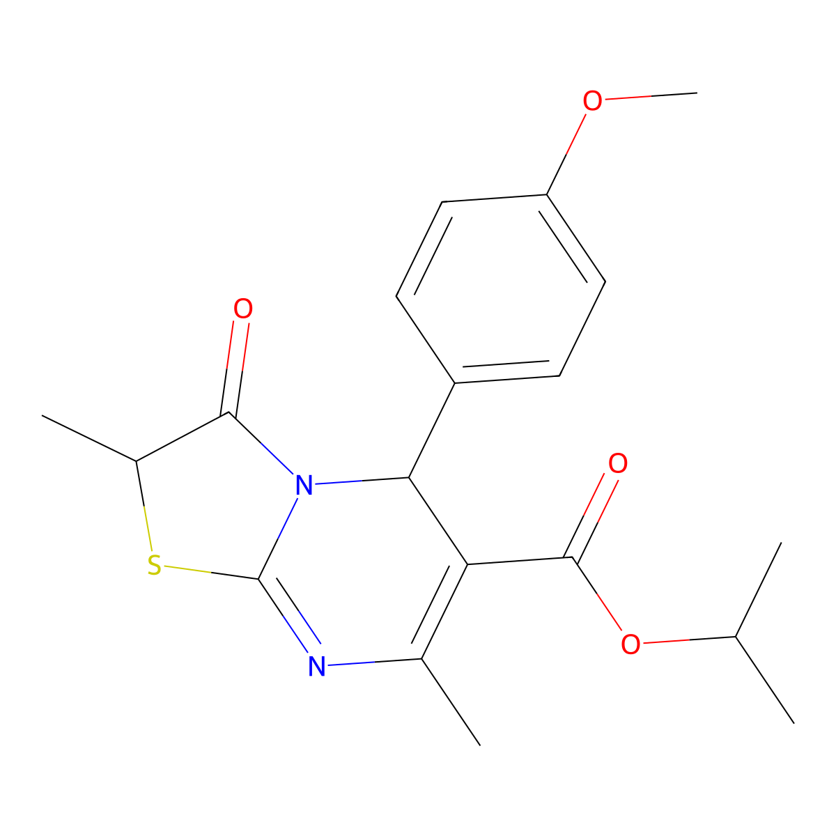 isopropyl 5-(4-methoxyphenyl)-2,7-dimethyl-3-oxo-2,3-dihydro-5H-[1,3]thiazolo[3,2-a]pyrimidine-6-carboxylate molecular structure, CAS 620551-56-6