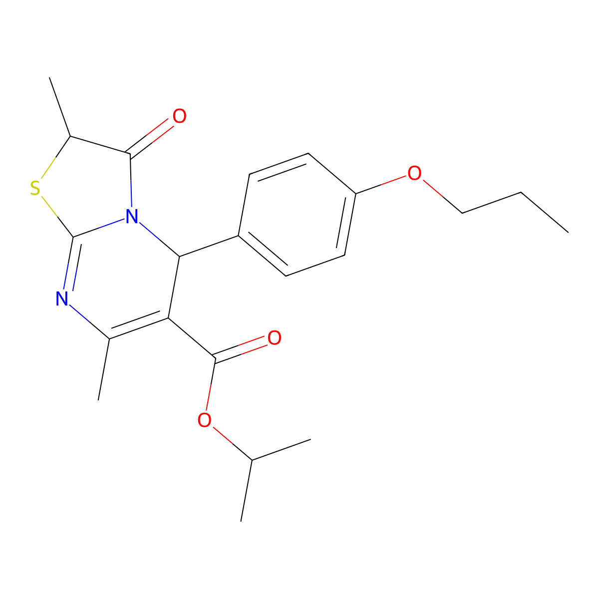 isopropyl 2,7-dimethyl-3-oxo-5-(4-propoxyphenyl)-2,3-dihydro-5H-[1,3]thiazolo[3,2-a]pyrimidine-6-carboxylate molecular structure, CAS 620551-57-7