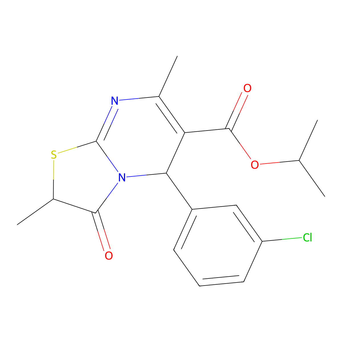 isopropyl 5-(3-chlorophenyl)-2,7-dimethyl-3-oxo-2,3-dihydro-5H-[1,3]thiazolo[3,2-a]pyrimidine-6-carboxylate molecular structure, CAS 620551-60-2