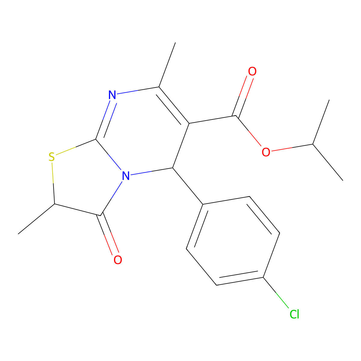 isopropyl 5-(4-chlorophenyl)-2,7-dimethyl-3-oxo-2,3-dihydro-5H-[1,3]thiazolo[3,2-a]pyrimidine-6-carboxylate molecular structure, CAS 620551-61-3