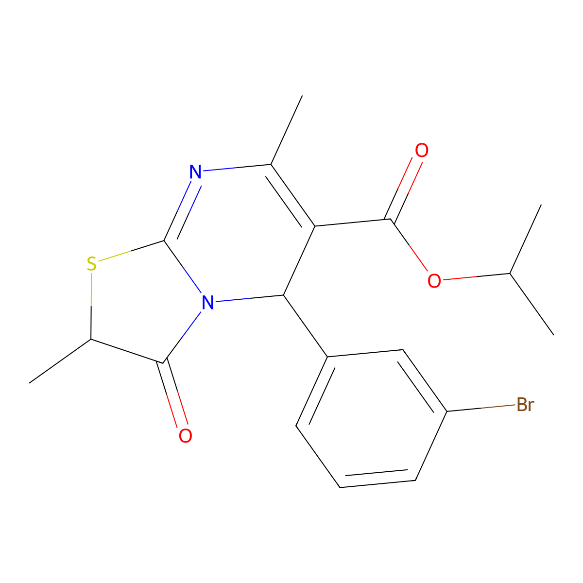 isopropyl 5-(3-bromophenyl)-2,7-dimethyl-3-oxo-2,3-dihydro-5H-[1,3]thiazolo[3,2-a]pyrimidine-6-carboxylate molecular structure, CAS 620551-62-4