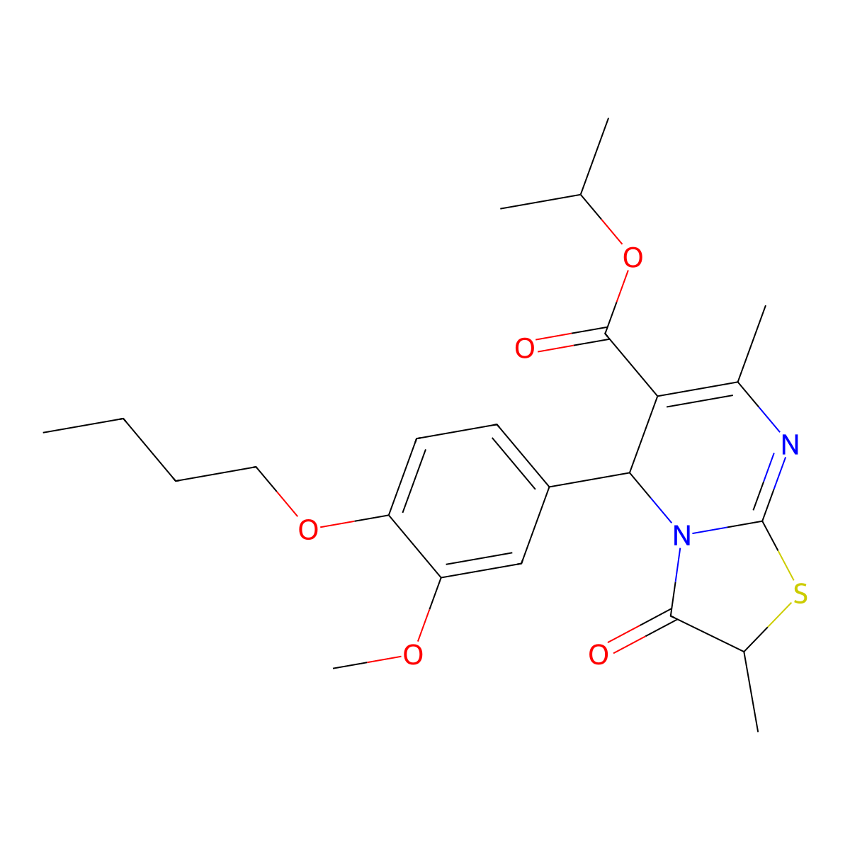 isopropyl 5-(4-butoxy-3-methoxyphenyl)-2,7-dimethyl-3-oxo-2,3-dihydro-5H-[1,3]thiazolo[3,2-a]pyrimidine-6-carboxylate molecular structure, CAS 620551-78-2