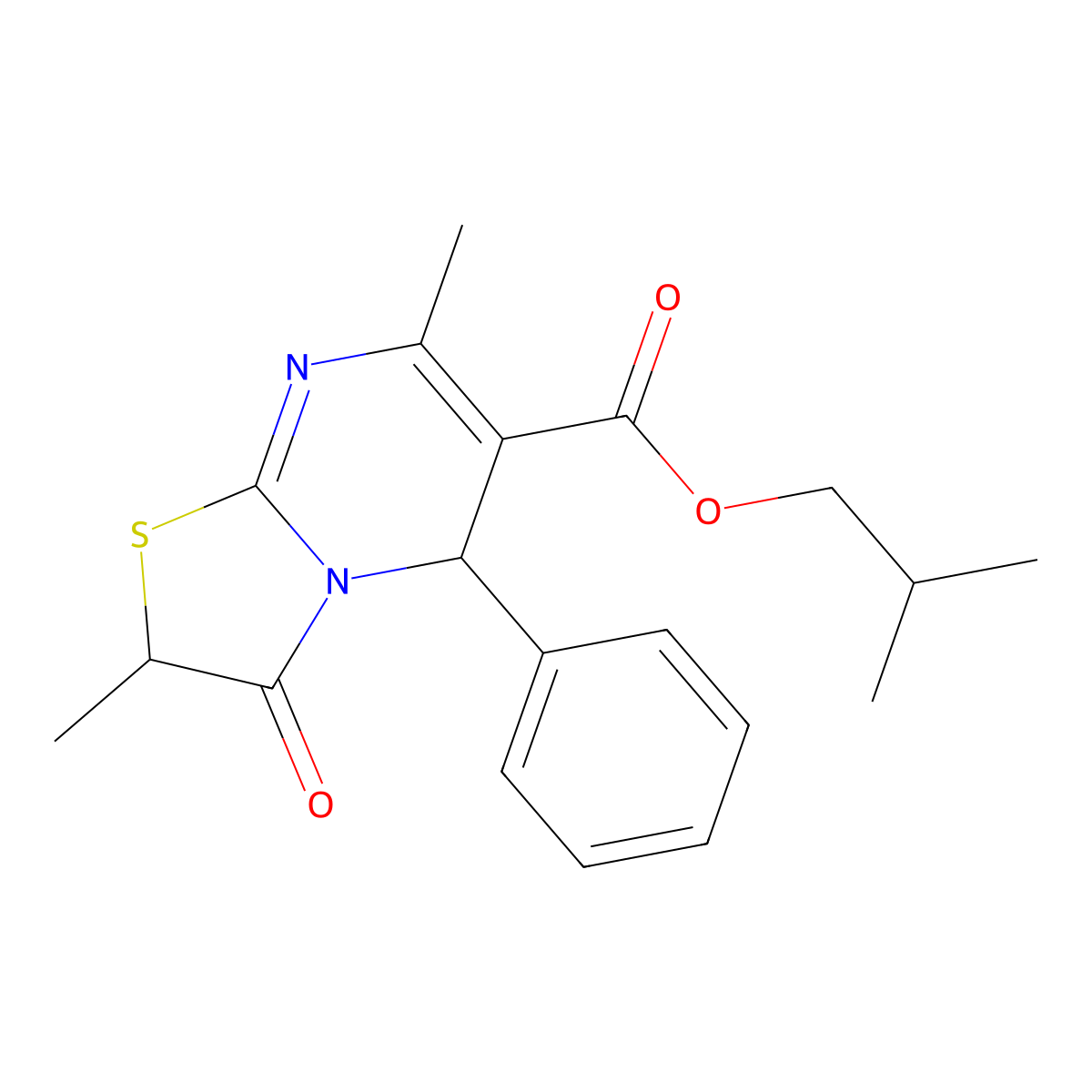 isobutyl 2,7-dimethyl-3-oxo-5-phenyl-2,3-dihydro-5H-[1,3]thiazolo[3,2-a]pyrimidine-6-carboxylate molecular structure, CAS 620551-85-1