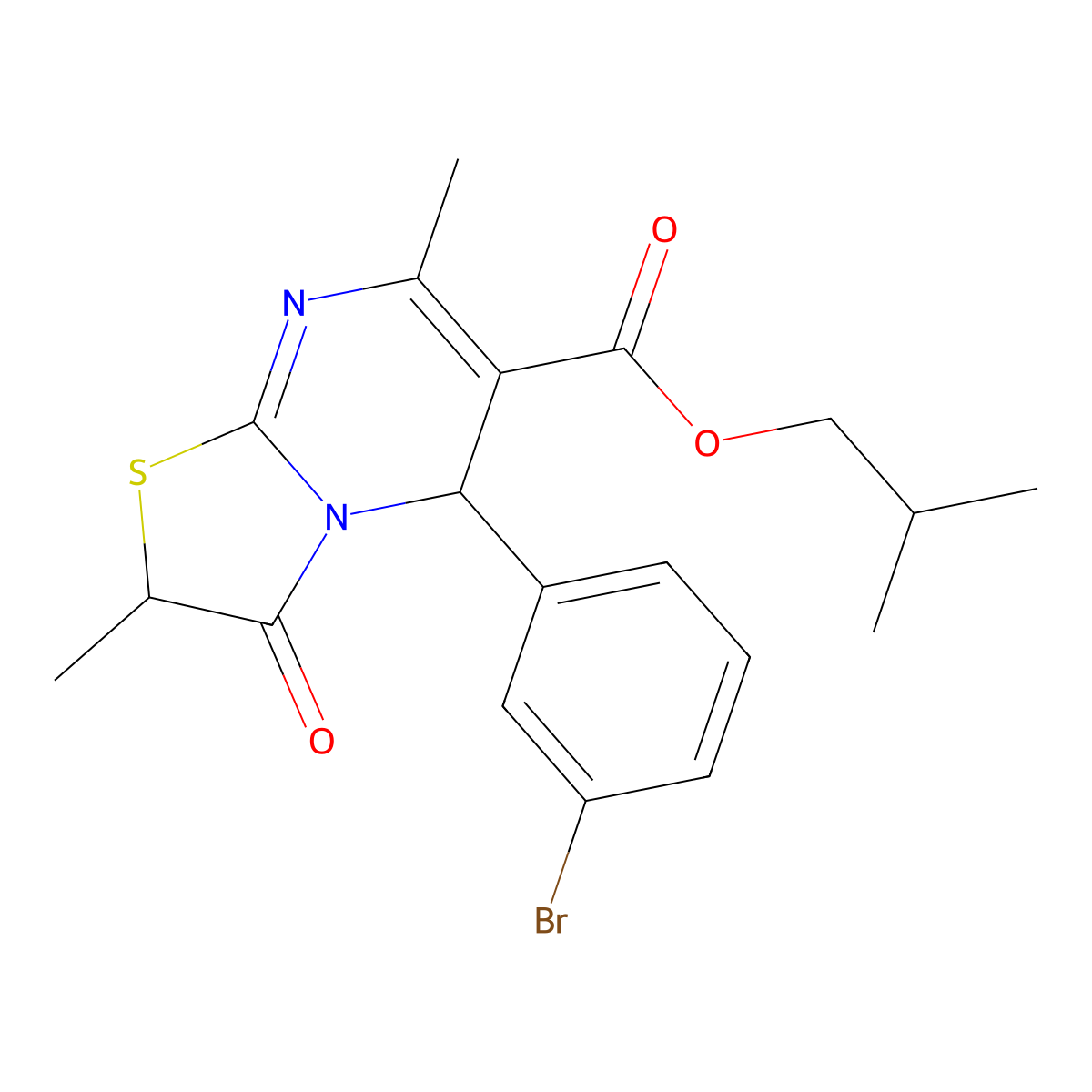 isobutyl 5-(3-bromophenyl)-2,7-dimethyl-3-oxo-2,3-dihydro-5H-[1,3]thiazolo[3,2-a]pyrimidine-6-carboxylate molecular structure, CAS 620551-91-9