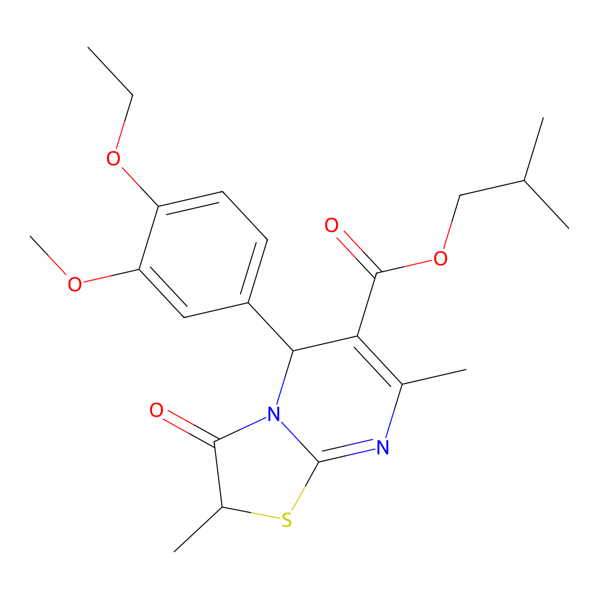 2-methylpropyl 5-(4-ethoxy-3-methoxyphenyl)-2,7-dimethyl-3-oxo-2,3-dihydro-5H-[1,3]thiazolo[3,2-a]pyrimidine-6-carboxylate molecular structure, CAS 620551-97-5