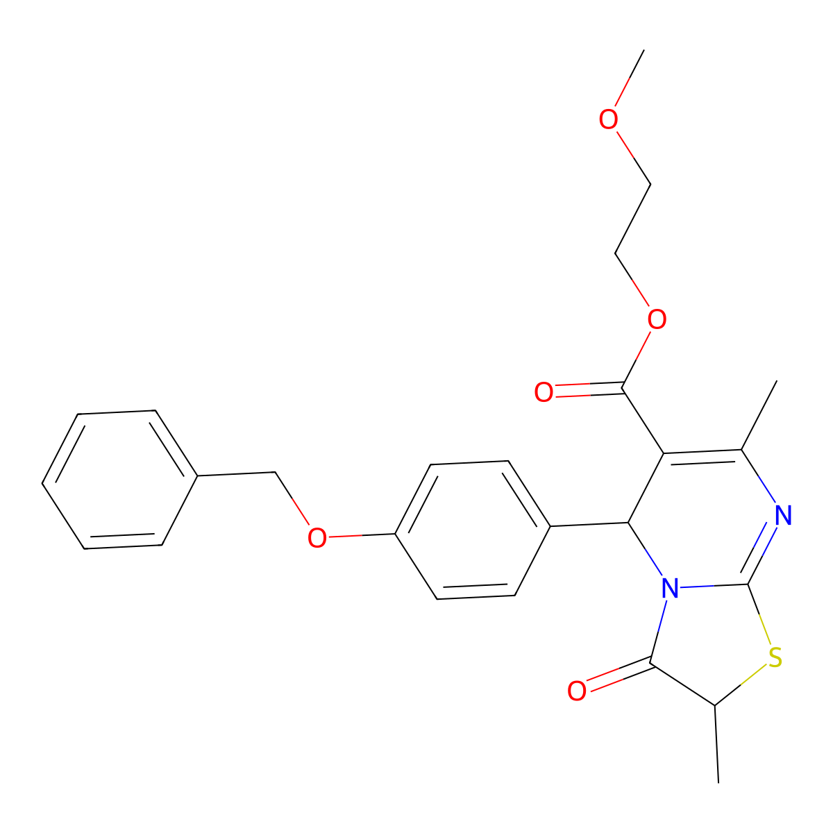2-methoxyethyl 5-[4-(benzyloxy)phenyl]-2,7-dimethyl-3-oxo-2,3-dihydro-5H-[1,3]thiazolo[3,2-a]pyrimidine-6-carboxylate molecular structure, CAS 620552-34-3