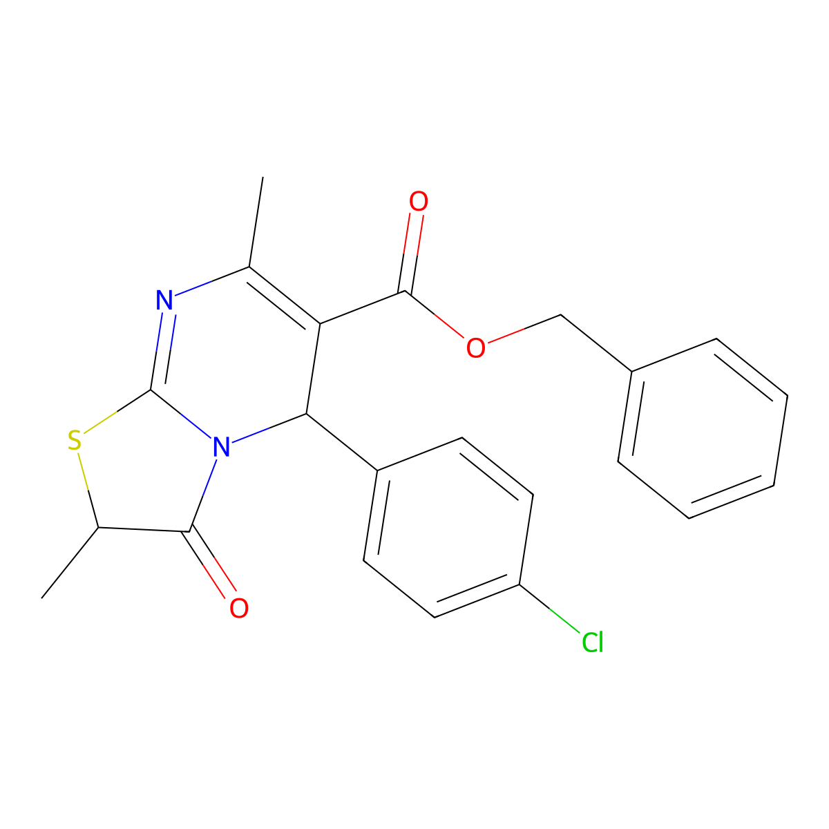 benzyl 5-(4-chlorophenyl)-2,7-dimethyl-3-oxo-2,3-dihydro-5H-[1,3]thiazolo[3,2-a]pyrimidine-6-carboxylate molecular structure, CAS 620552-55-8