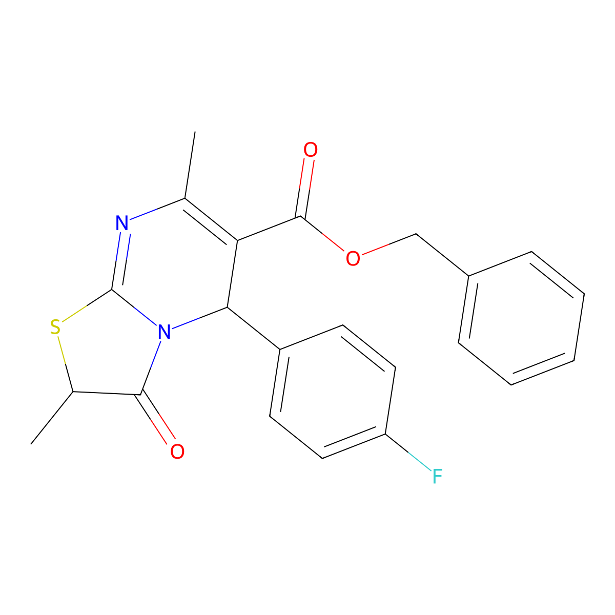 benzyl 5-(4-fluorophenyl)-2,7-dimethyl-3-oxo-2,3-dihydro-5H-[1,3]thiazolo[3,2-a]pyrimidine-6-carboxylate molecular structure, CAS 620552-57-0