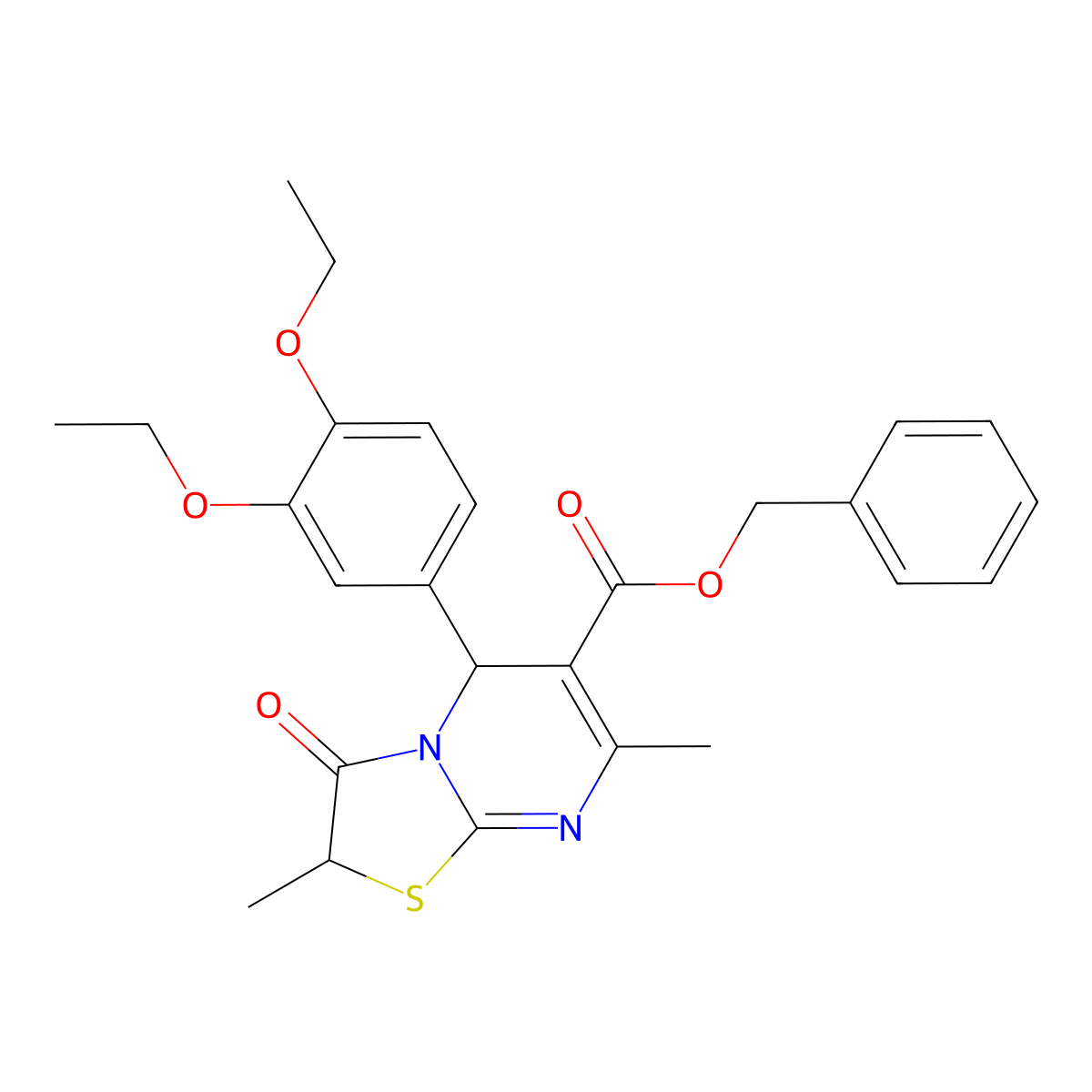 benzyl 5-(3,4-diethoxyphenyl)-2,7-dimethyl-3-oxo-2,3-dihydro-5H-[1,3]thiazolo[3,2-a]pyrimidine-6-carboxylate molecular structure, CAS 620552-62-7