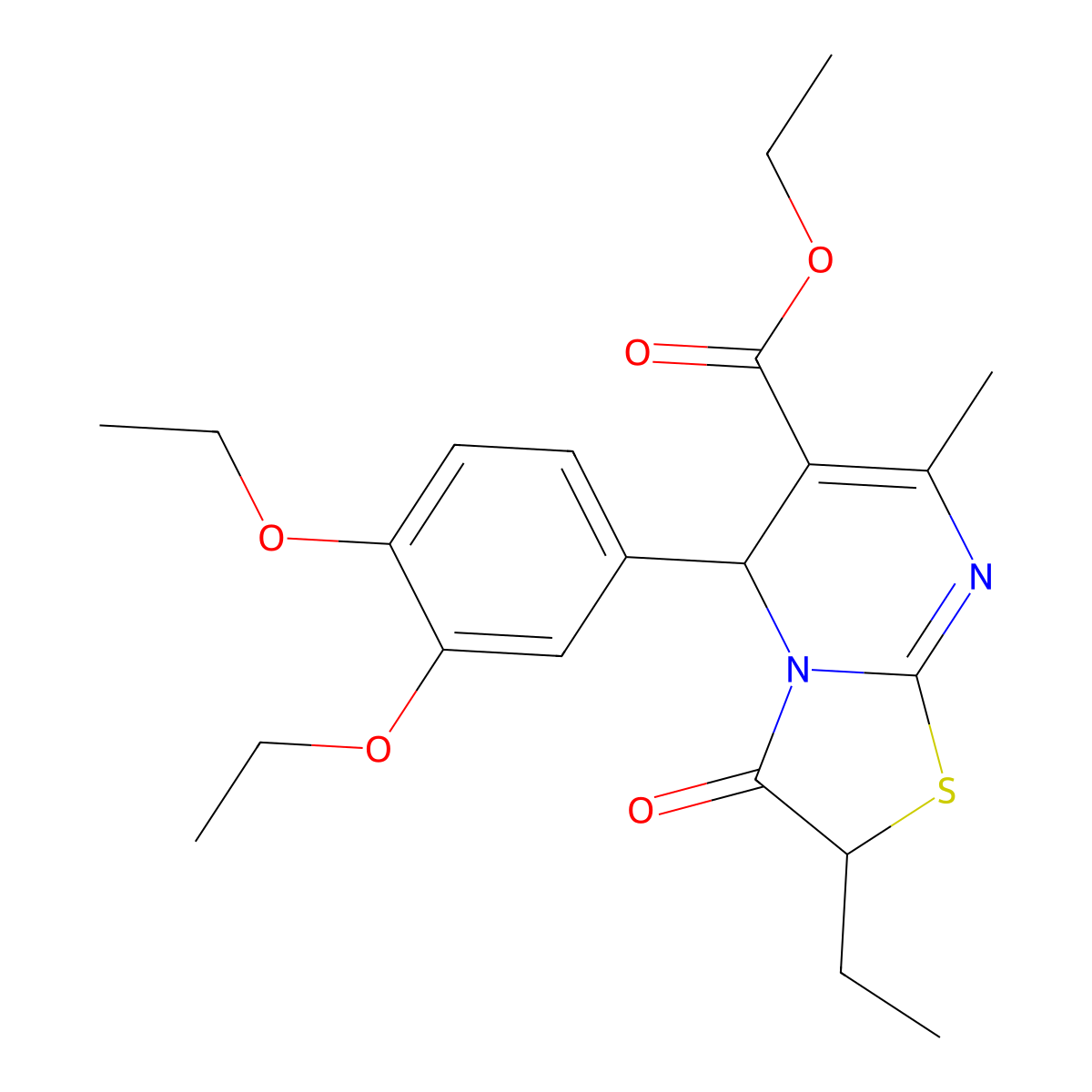 ethyl 5-(3,4-diethoxyphenyl)-2-ethyl-7-methyl-3-oxo-2,3-dihydro-5H-[1,3]thiazolo[3,2-a]pyrimidine-6-carboxylate molecular structure, CAS 620553-11-9