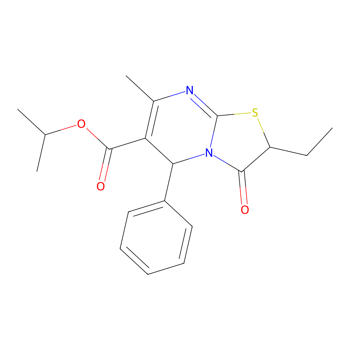 isopropyl 2-ethyl-7-methyl-3-oxo-5-phenyl-2,3-dihydro-5H-[1,3]thiazolo[3,2-a]pyrimidine-6-carboxylate molecular structure, CAS 620553-25-5