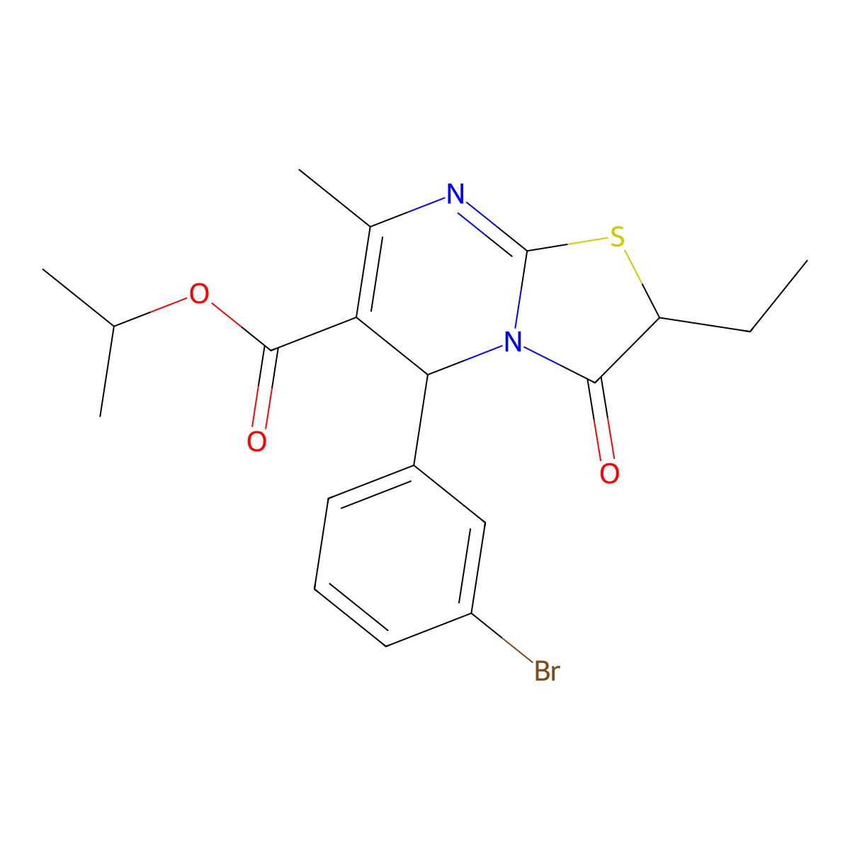 isopropyl 5-(3-bromophenyl)-2-ethyl-7-methyl-3-oxo-2,3-dihydro-5H-[1,3]thiazolo[3,2-a]pyrimidine-6-carboxylate molecular structure, CAS 620553-33-5