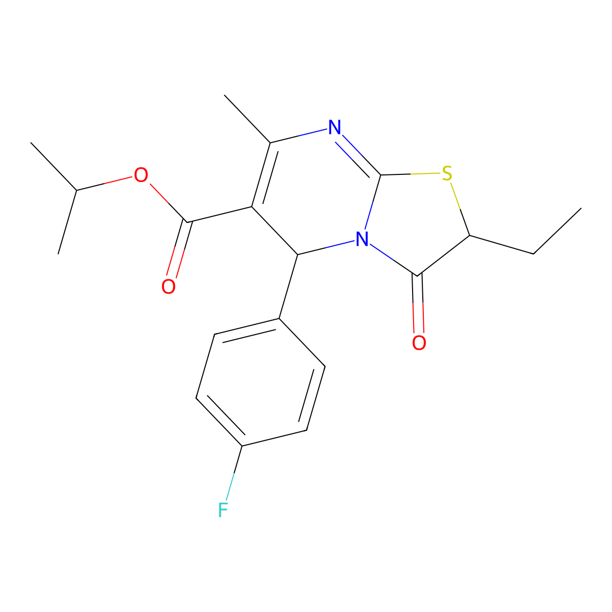 isopropyl 2-ethyl-5-(4-fluorophenyl)-7-methyl-3-oxo-2,3-dihydro-5H-[1,3]thiazolo[3,2-a]pyrimidine-6-carboxylate molecular structure, CAS 620553-36-8
