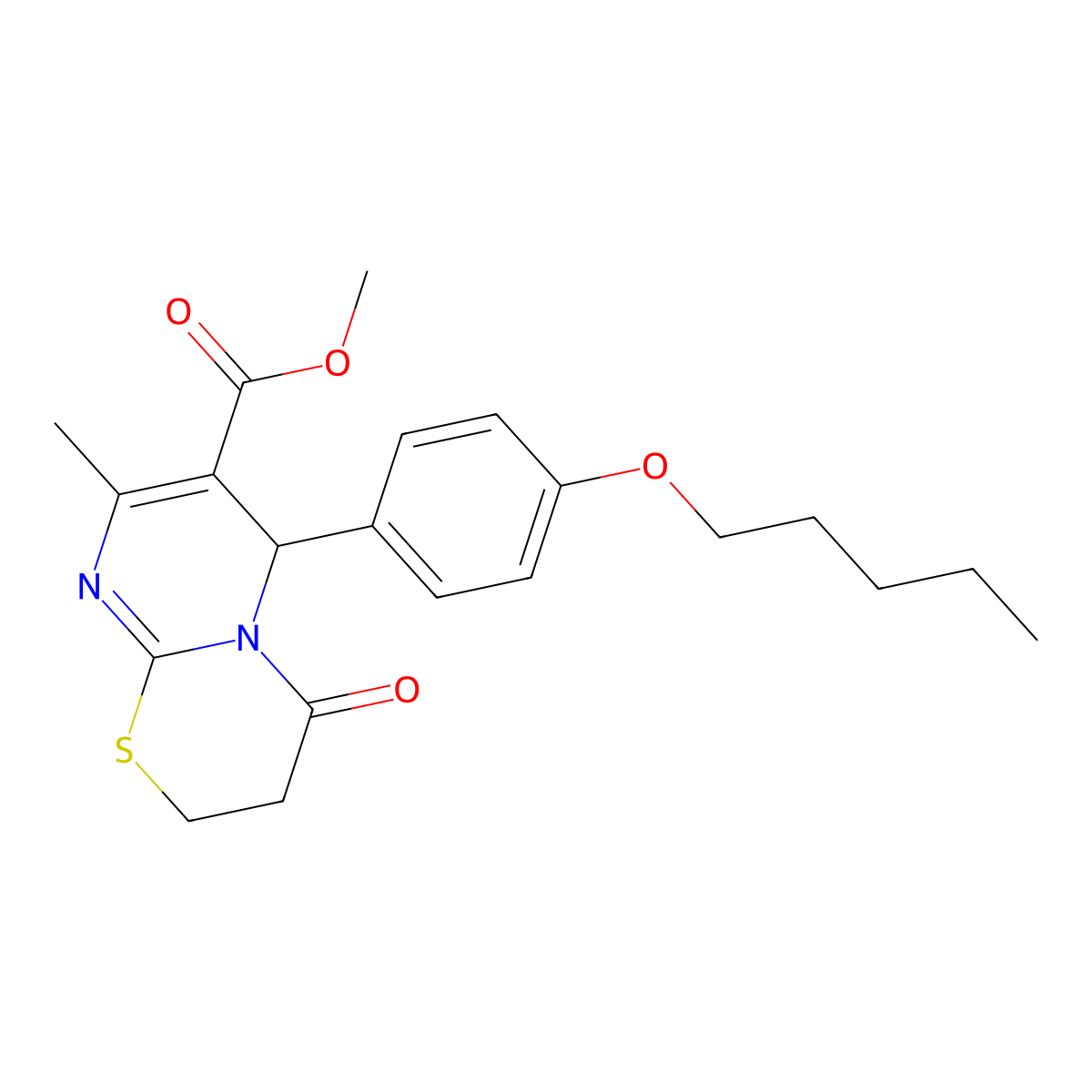 methyl 8-methyl-4-oxo-6-[4-(pentyloxy)phenyl]-3,4-dihydro-2H,6H-pyrimido[2,1-b][1,3]thiazine-7-carboxylate molecular structure, CAS 620553-51-7