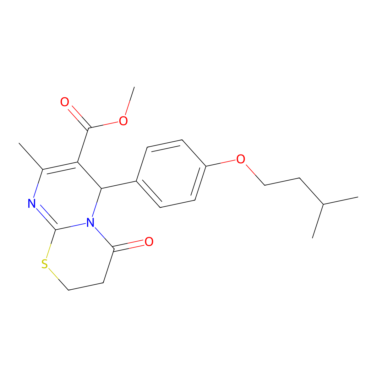methyl 8-methyl-6-[4-(3-methylbutoxy)phenyl]-4-oxo-3,4-dihydro-2H,6H-pyrimido[2,1-b][1,3]thiazine-7-carboxylate molecular structure, CAS 620553-53-9