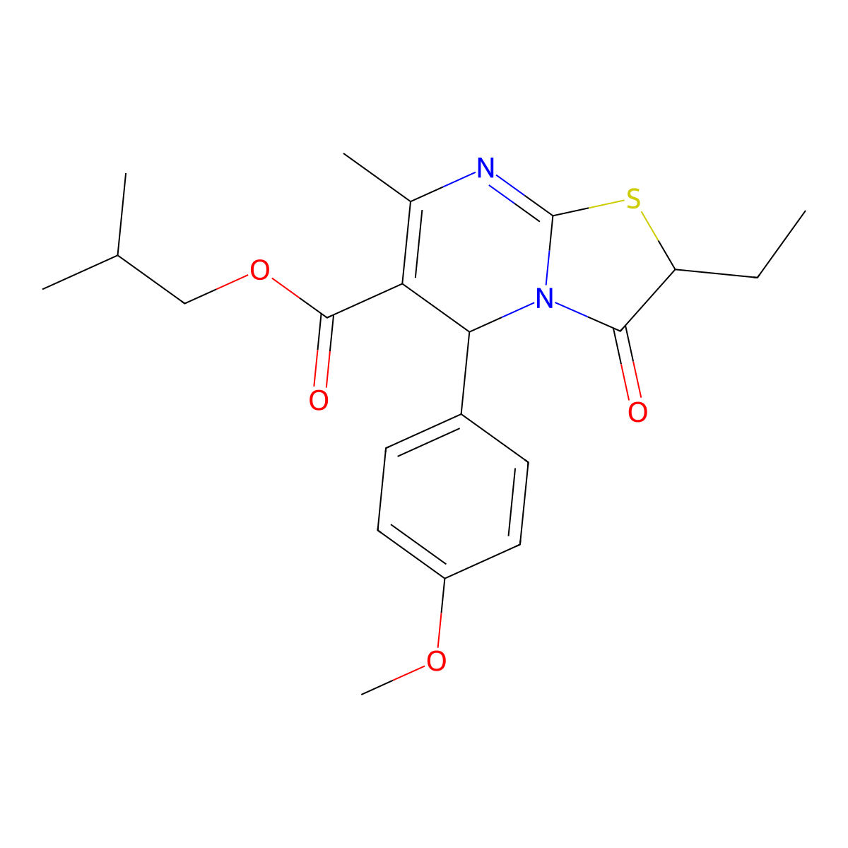 2-methylpropyl 2-ethyl-5-(4-methoxyphenyl)-7-methyl-3-oxo-2H,3H,5H-[1,3]thiazolo[3,2-a]pyrimidine-6-carboxylate molecular structure, CAS 620553-62-0