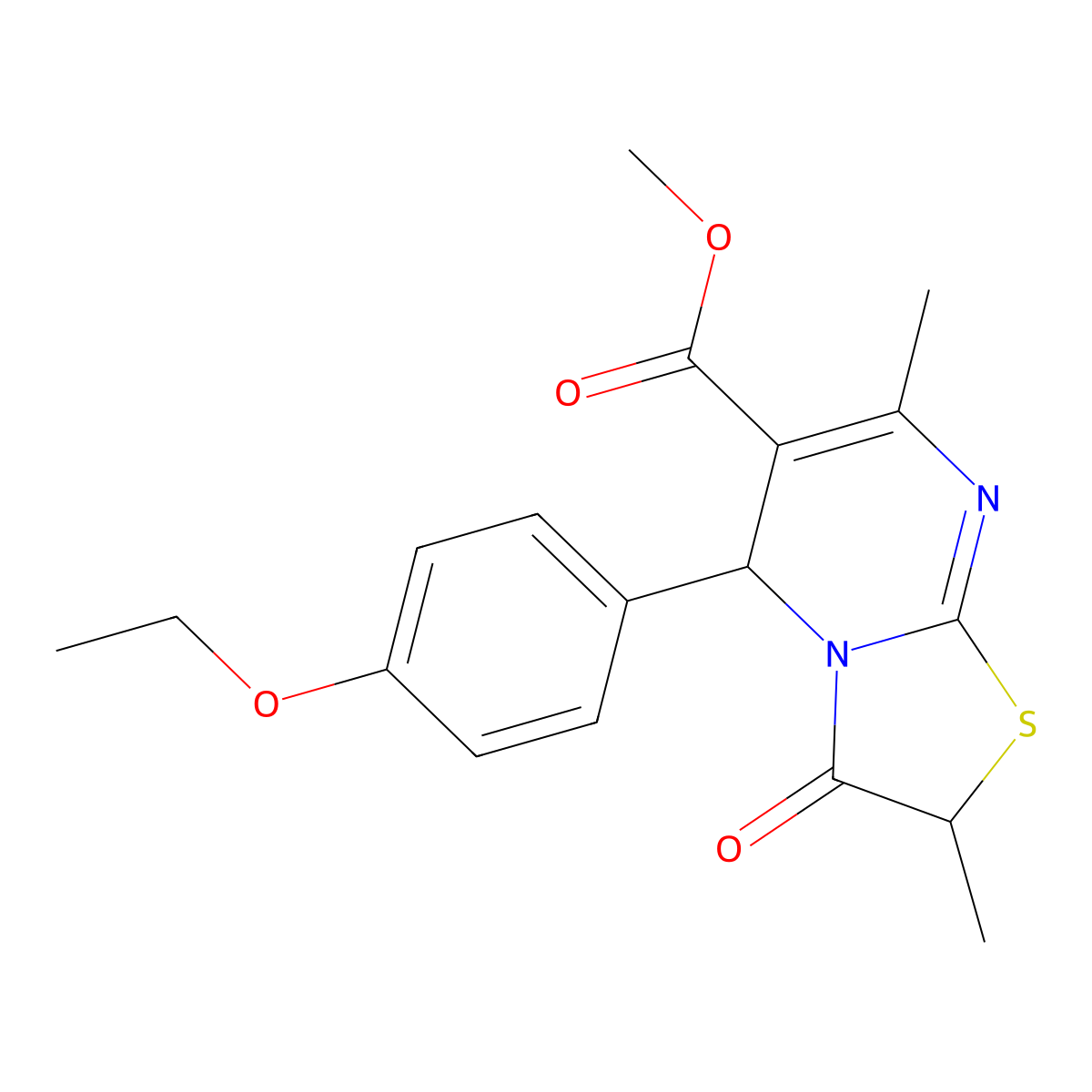 methyl 5-(4-ethoxyphenyl)-2,7-dimethyl-3-oxo-2,3-dihydro-5H-[1,3]thiazolo[3,2-a]pyrimidine-6-carboxylate molecular structure, CAS 620553-93-7