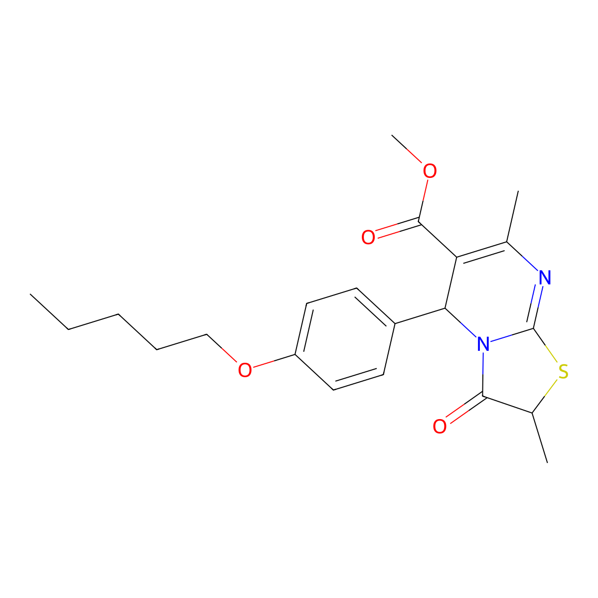methyl 2,7-dimethyl-3-oxo-5-[4-(pentyloxy)phenyl]-2,3-dihydro-5H-[1,3]thiazolo[3,2-a]pyrimidine-6-carboxylate molecular structure, CAS 620553-95-9
