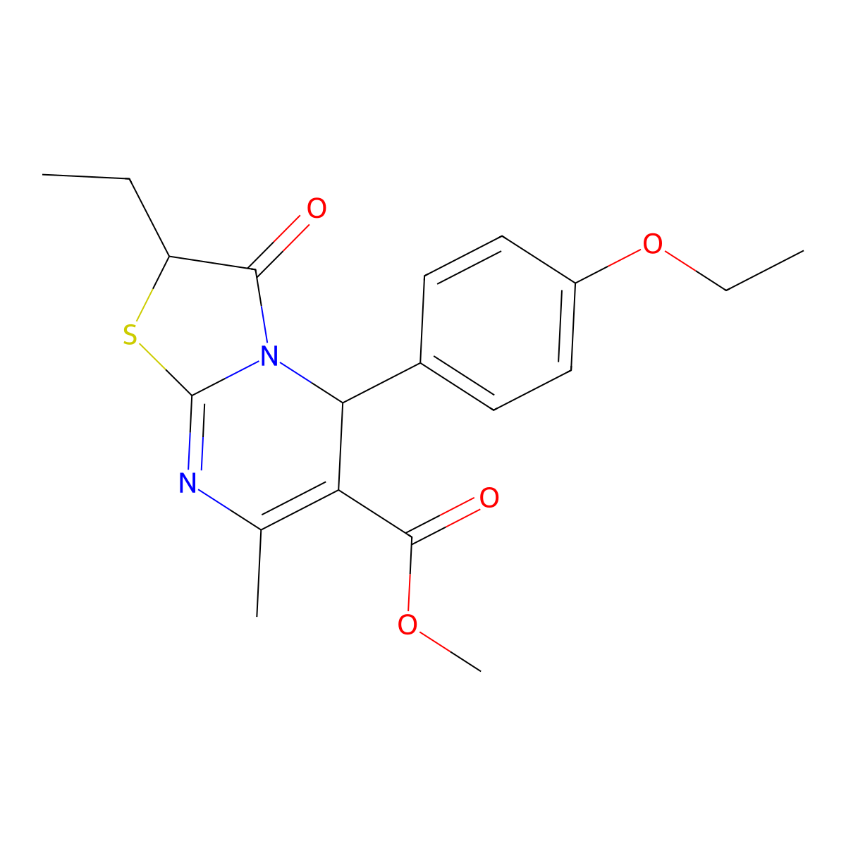 methyl 5-(4-ethoxyphenyl)-2-ethyl-7-methyl-3-oxo-2,3-dihydro-5H-[1,3]thiazolo[3,2-a]pyrimidine-6-carboxylate molecular structure, CAS 620554-01-0